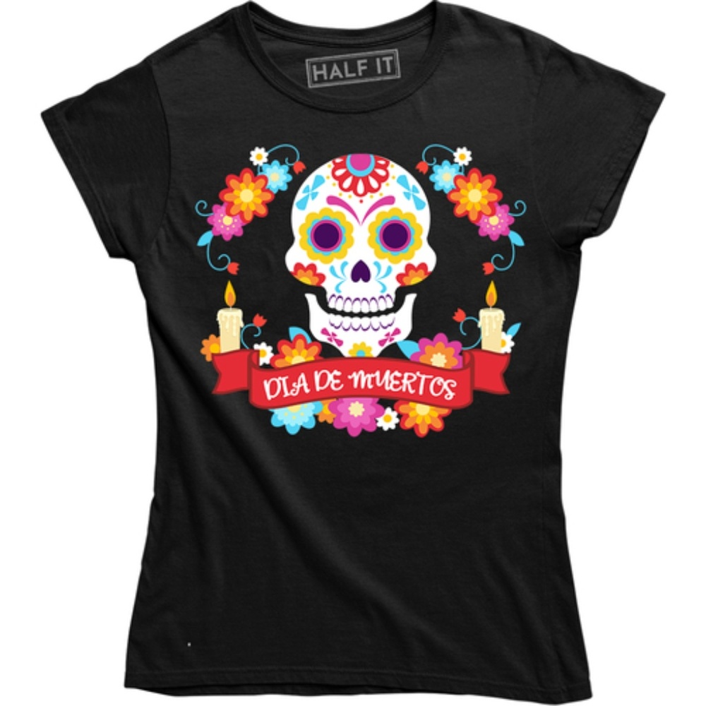 Calavera Dia de Muertos Day of Dead Womens T-shirt